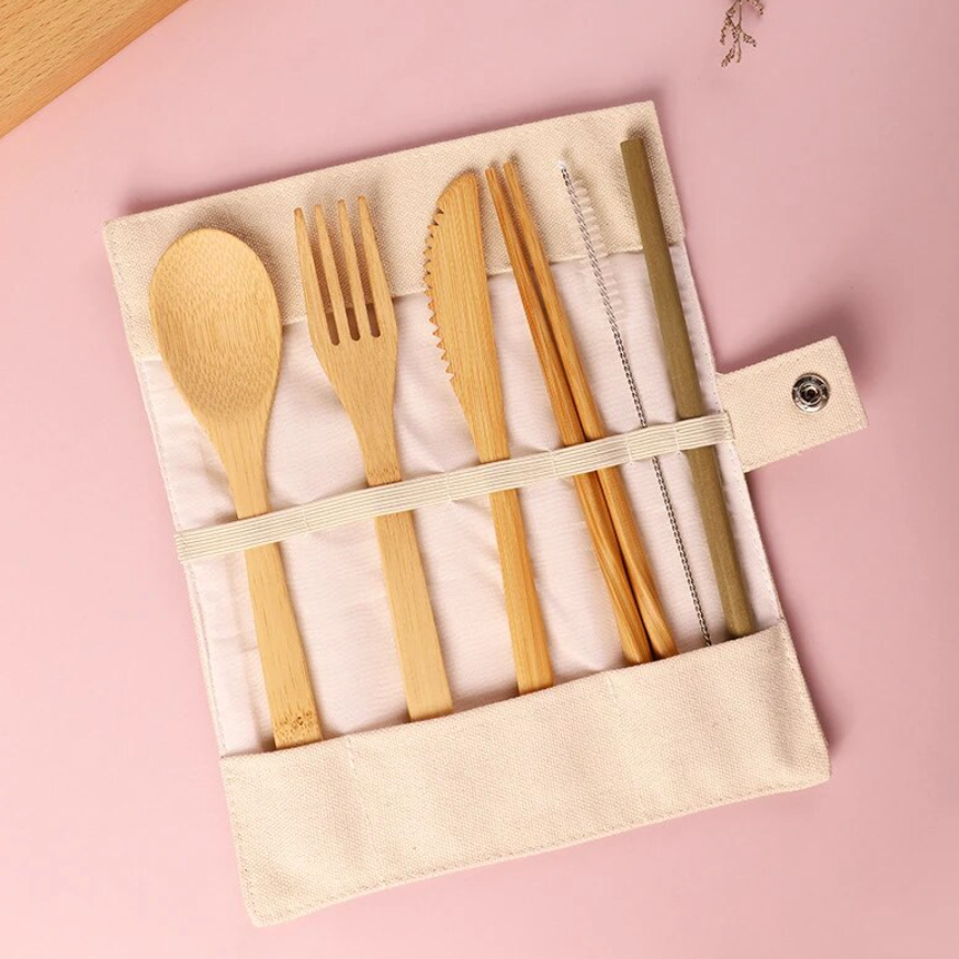 Bamboo cutlery travel set